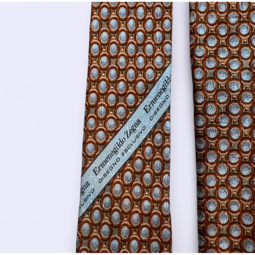 Ermenegildo Zegna Geometric Oval Silk Necktie Designer Tie 0358‎